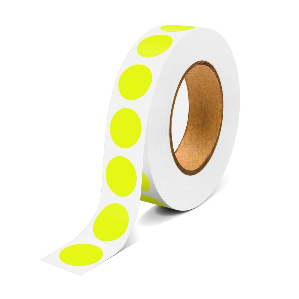 8291 1000PCS Fluorescent Yellow Colored Dot Stickers Round Coding Circle
